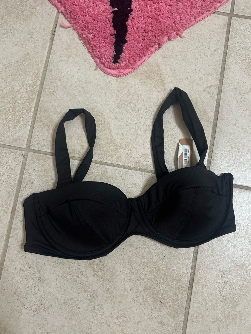 SKIMS Black Underwire Bikini Top with Convertible Straps